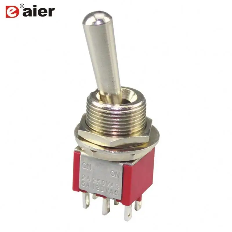 DaierTek MTS-2 DPDT 6Pin 2Position 6A 125V Miniature Mini Car ON-ON Large Handle Solder Toggle Switch For Motorcycle Automotive