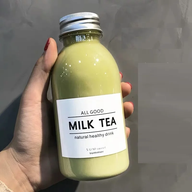 Bottle Eco-friendly High Quality Plastic Screen Printing PET Juice Bottle Customized Beverage Round Screw Cap Aluminum Cap 350ml