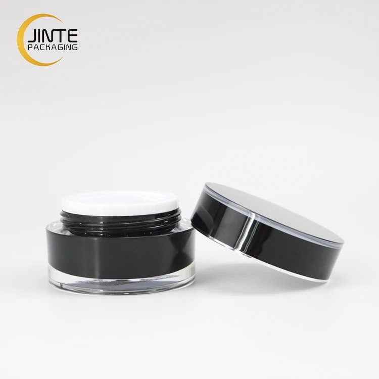 Free Sample Luxury Cosmetic Packaging Acrylic Black Plastic Nail Gel Jar 15g