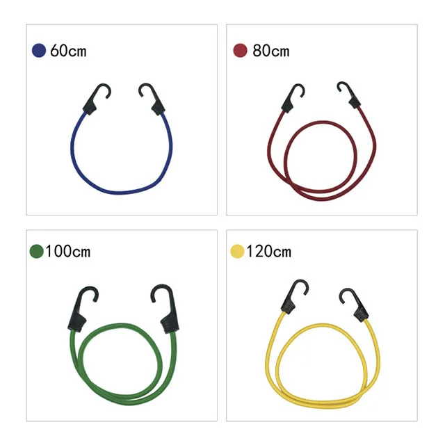 4 piece plastic shell hook elastic rope bungee cord set in plastic tube