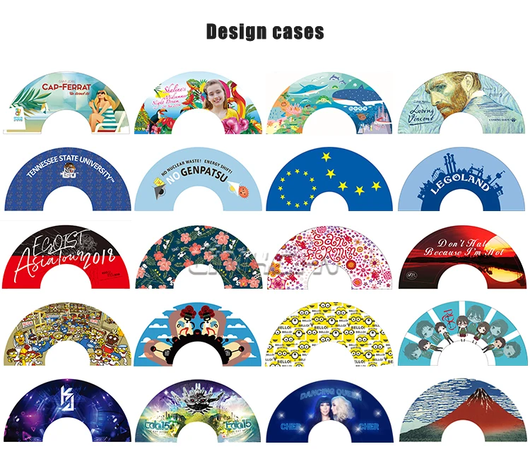 Custom printed large abanico folding hand fan with bamboo handle