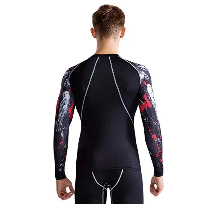 Compression shirt bjj rush guard long sleeve jiu jitsu rashguards Custom Sublimation Printed MMA Rash Guard For Men