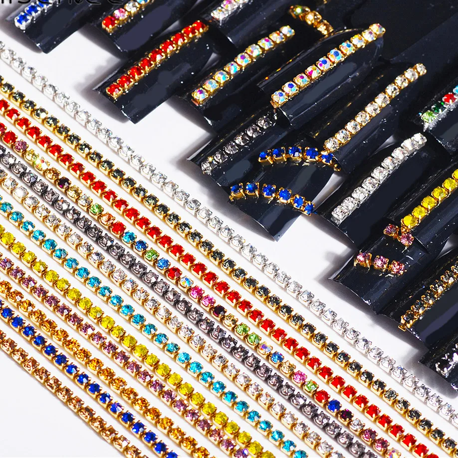 3D nail art colorful diamond chain nail art chain