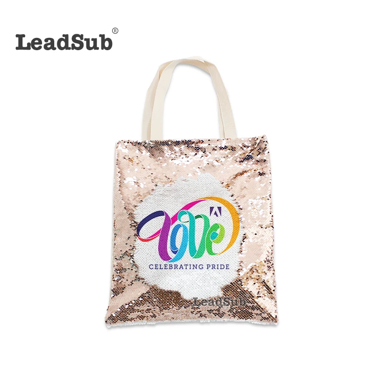 Сменный логотип с блестками сублимационная сумка пустые блестки сумки для девочек персонализированная Сумка-тоут покупок личной этикеткой