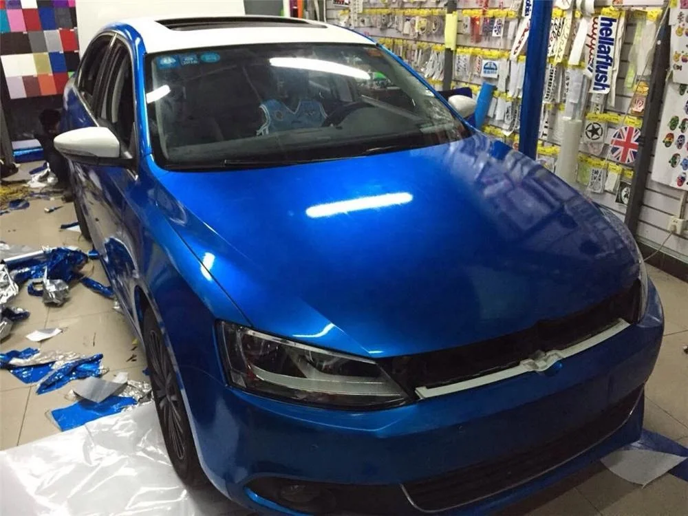 Premium midnight blue High Gloss Metallic Glossy Speed Car Vinyl Wrapping Film Flexible and Stretchable PVC