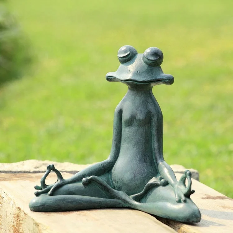 outdoor garden statue bronze yoga frog sculpture