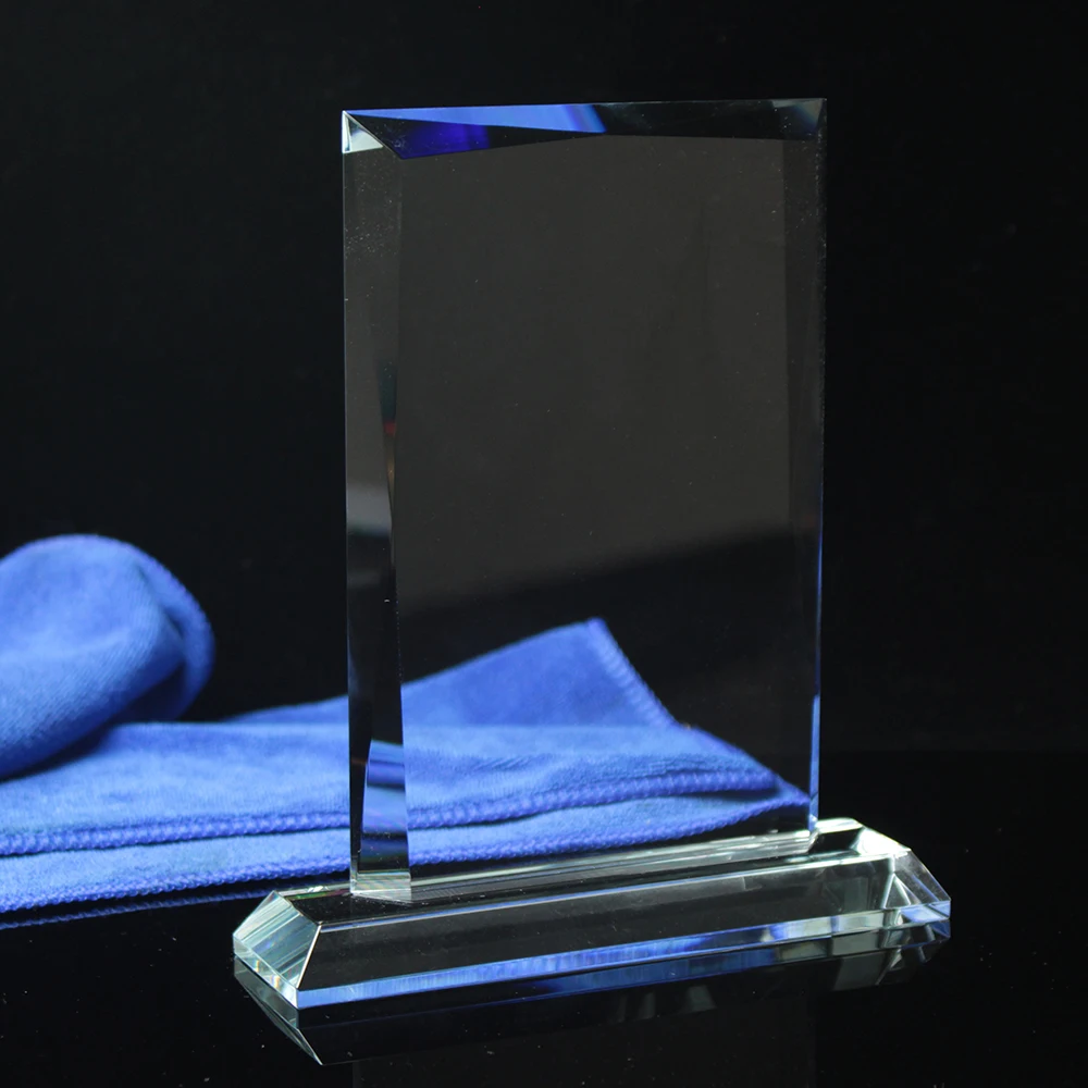 Factory price glass trophy plaque blank crystal glass trophy for laser engraving