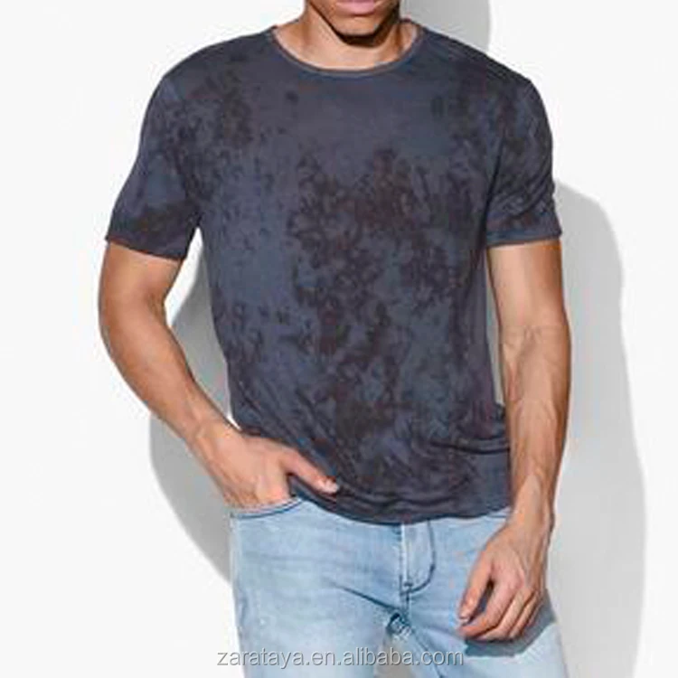 
custom men tie dye bleached snow wash t shirt 