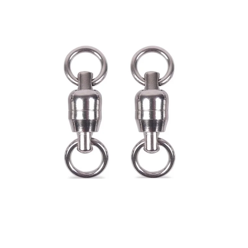 Stainless Steel Double Ball Bearing Fishing Swivel Connector Solid Welded Rings