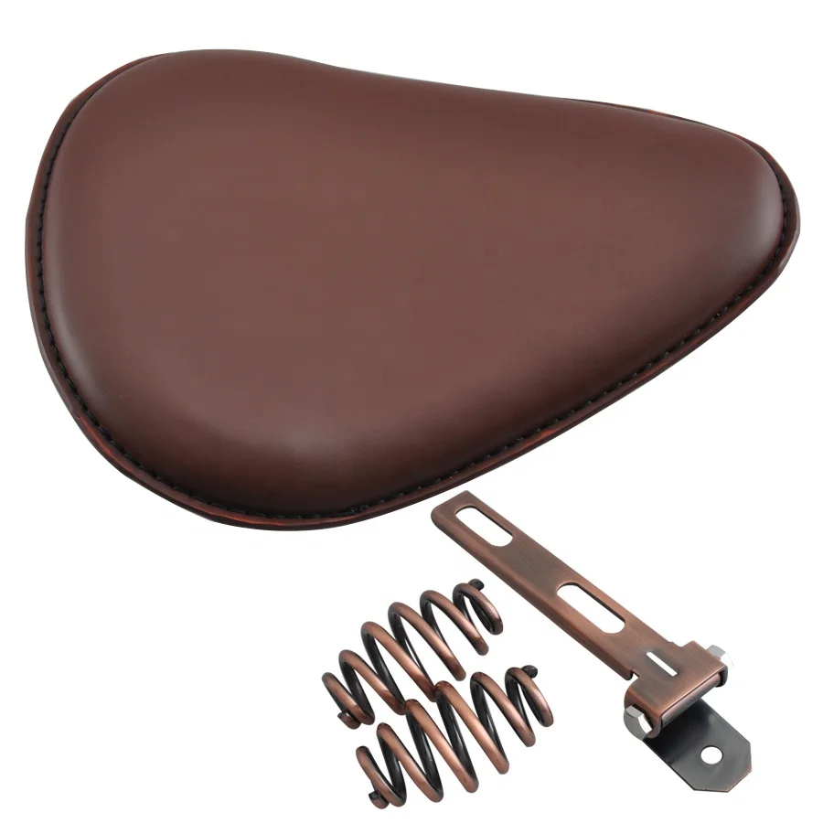 Черно-коричневое седло для мотора с медным пружинным кронштейном подходит для Harley Bobber Honda Универсальный