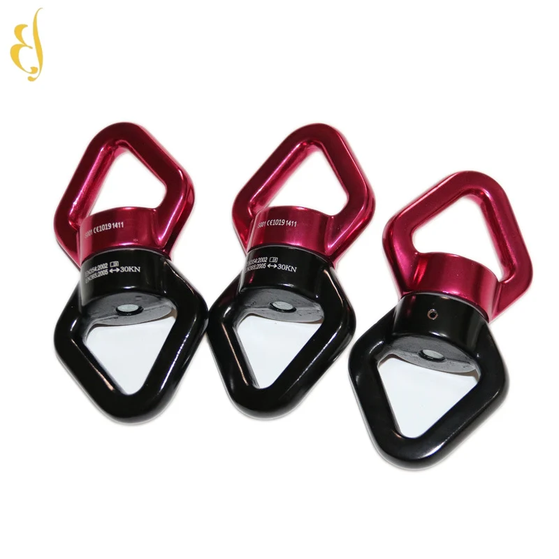 30kn aluminum safest 360 degree rotator snap hook tree swing swivel triangle carabiner for yoga hammock