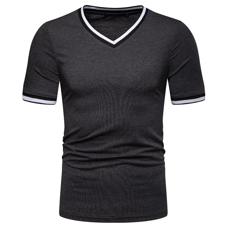 Men Plain Golf T-Shirt Vintage T Shirt Blanks Wholesale 100% Cotton V Neck T Shirt