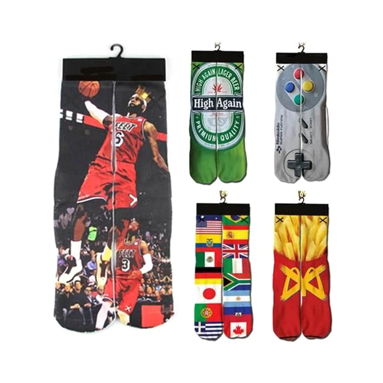 custom logo sublimation 3d printed blank socks digital printing design your own sock meias