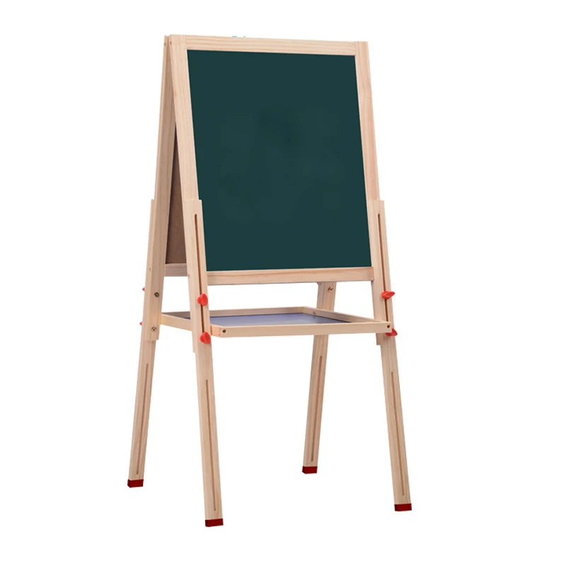 Children Painting Flowers Writing Watercolor Double Side Magnetic Black Chalk Board  White Board Easel In Wooden Frame