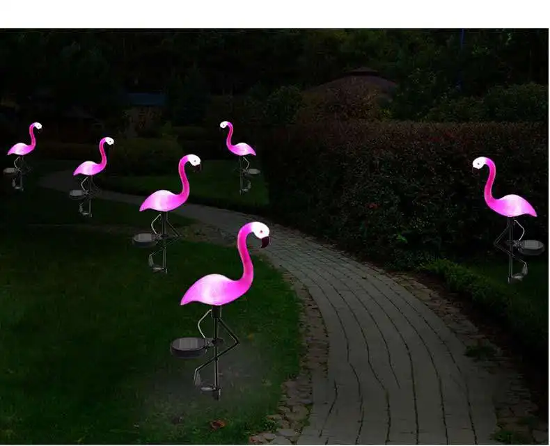 Solar Flamingo Light Garden Decorate Solar Lights Waterproof Solar Pink Flamingo Yard Ornaments