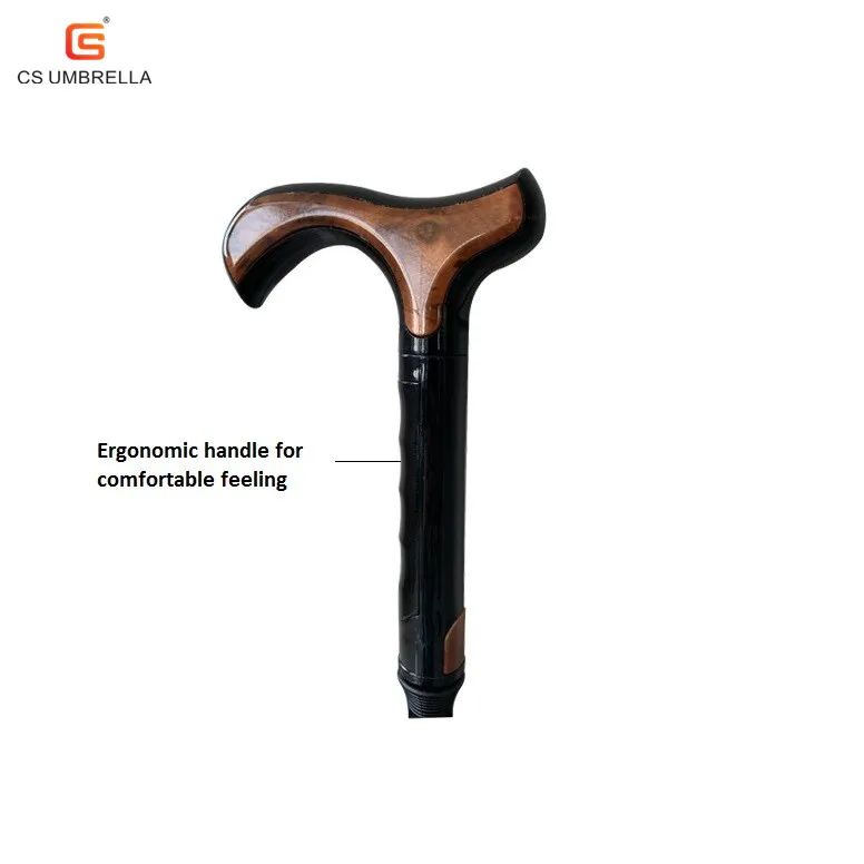 YS-1044 Walking Stick Design Umbrella Cane Crutch Anti Skid Aluminum Shaft Ergonomic Handle Umbrella