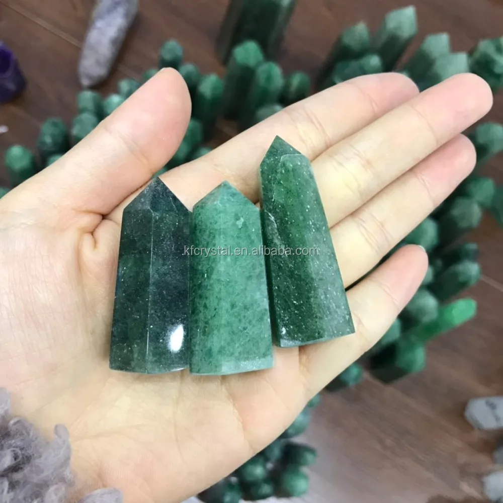 Factory high quality natural green strawberry quartz point crystal wand healing stone