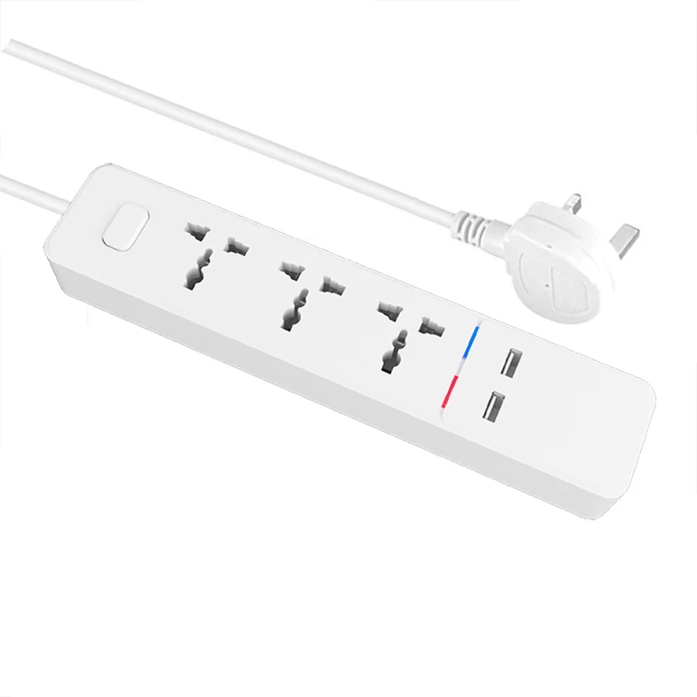 Умный сетевой фильтр Tuya Smart Life с поддержкой Wi-Fi, 3 розетки переменного тока, 2 USB-порта с защитой от перенапряжения