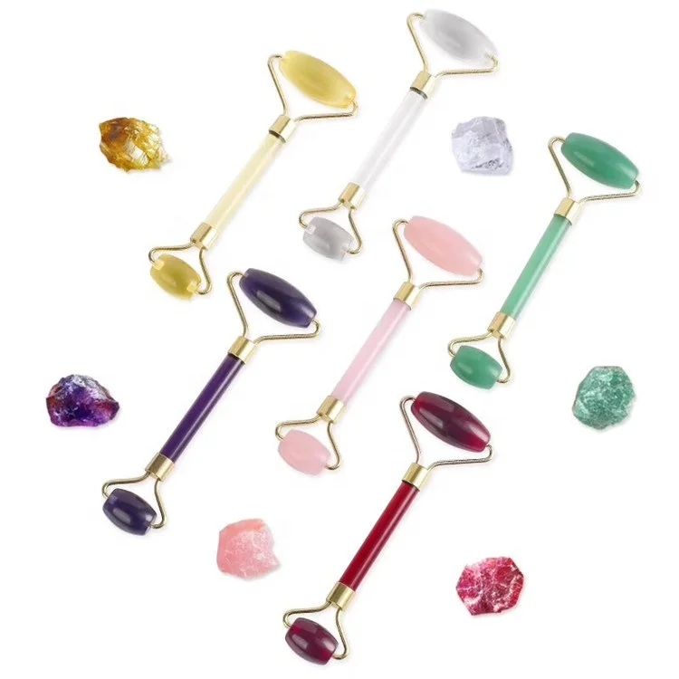 Rose Quartz Face Roller, Facial Rolling Massager, Face Massage Roller Sets