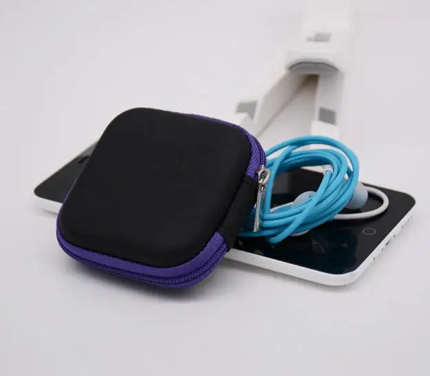7cm * 7cm * 3cm  portable EVA square Pocket Collection Hard carrying Case Earphone bag