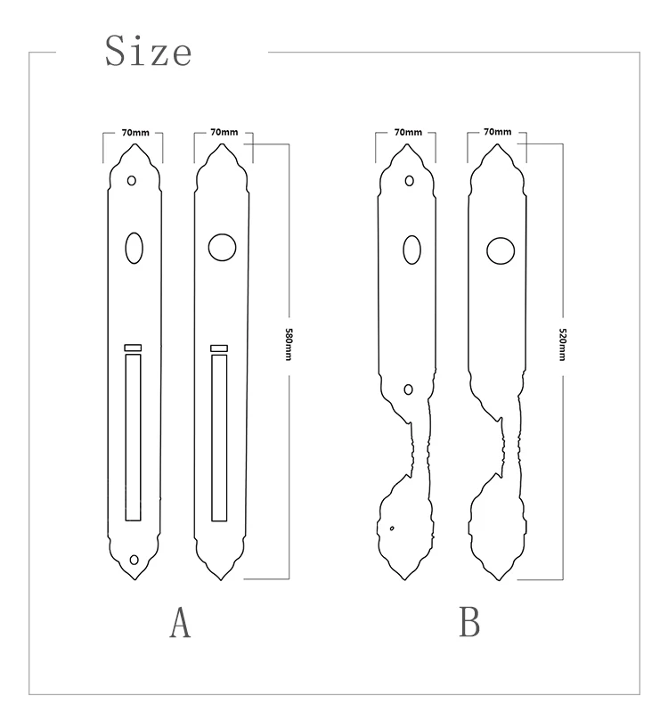 Luxury villa zinc alloy door handle lock set double door CL-0126