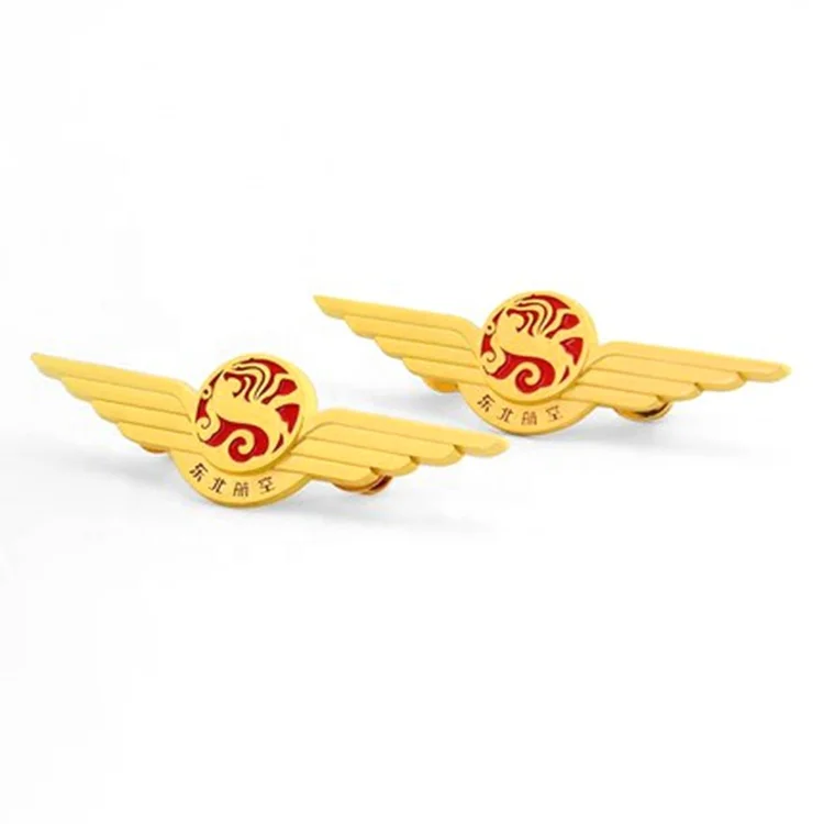 aviation style wings lapel pins custom pilot badge airline pilot badges for souvenir