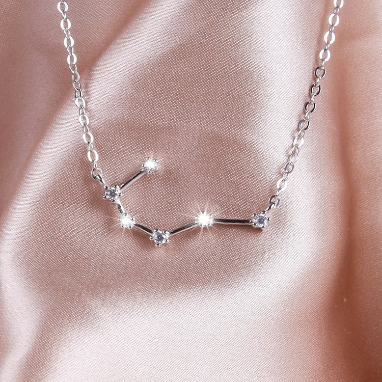 Horoscope Zodiac Symbol Necklace 925 Sterling Silver Pendant Jewelry for Girls