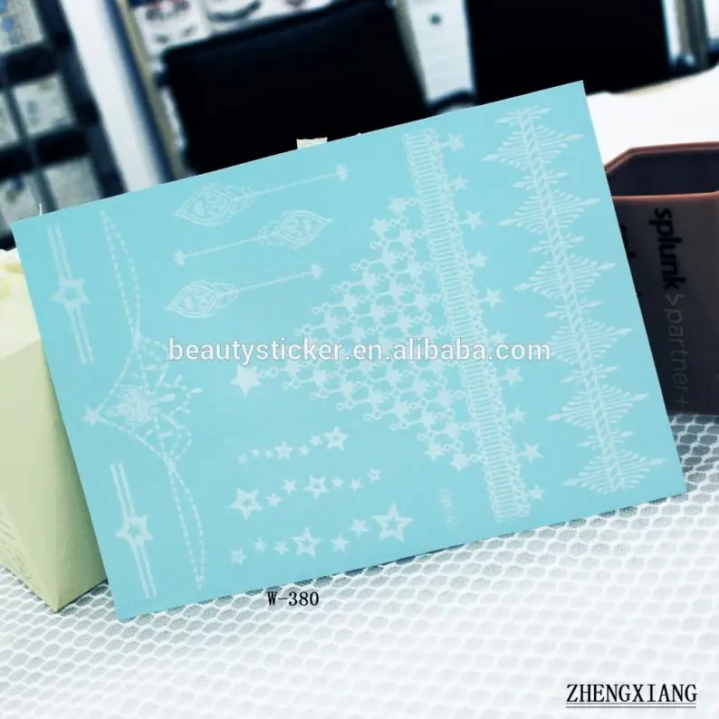 Beautysticker safe white lace tattoo sticker, wedding body temporary tattoo for legs/ hands