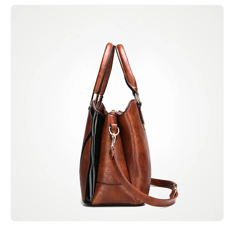 
Five Colors Wholesale Custom 3 Pieces Fancy Good Quality Lady Leather Handbag 