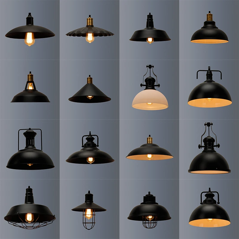 Industry Cafe Bar vintage suspended lamp fixture  e27  black retro pendant light