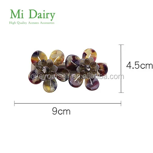 MiDairy Wholesale Flower Hair Clips Tortoise Shell Barrette Making Supplies With Crystal Hande Made