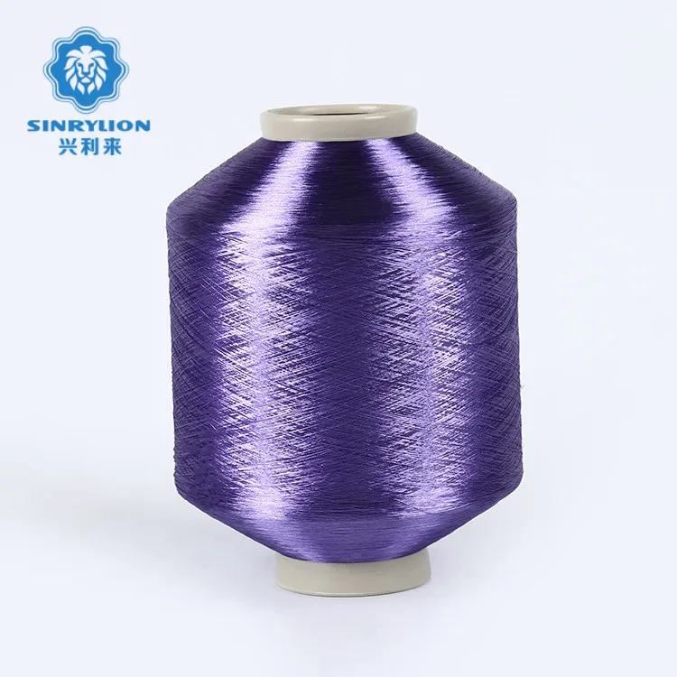 
Bright colors high stretch tenacity FDY polyester dope dyed warp yarn 