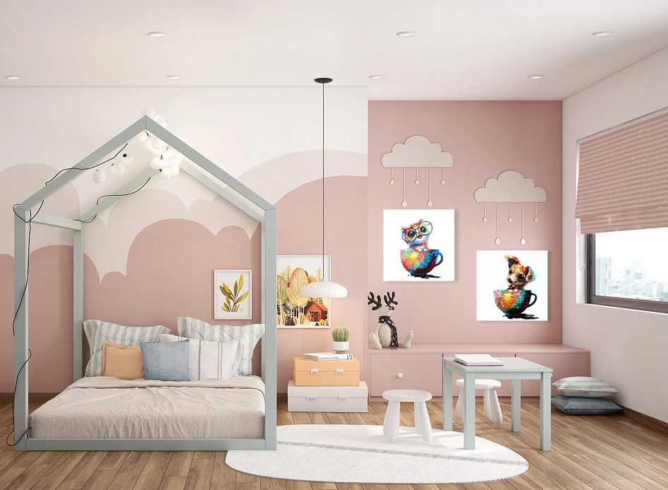 Абстрактная живопись животных стене висит для украшения детской спальни