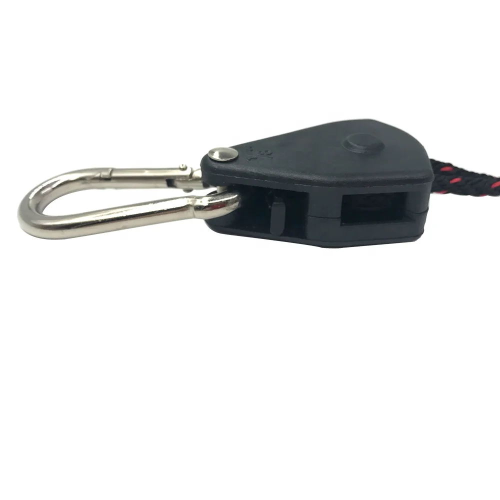 1/8 Inch 6-feet rope ratchet tie downs with reinforced steel carabiner clip, 75lbs 34kgs
