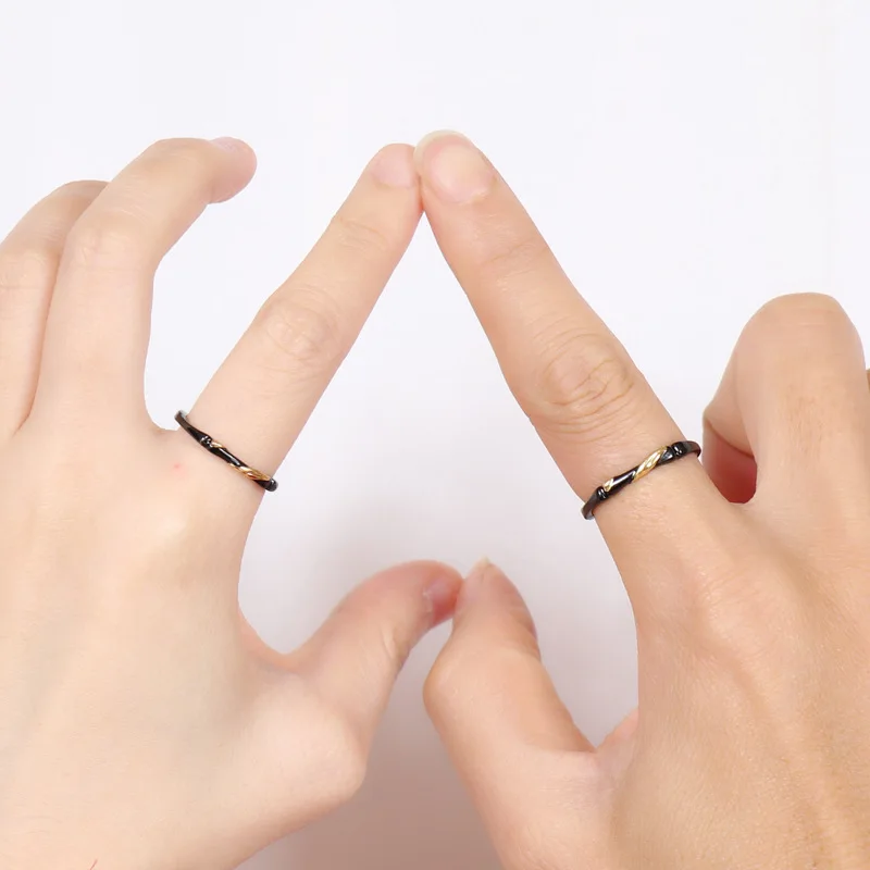 YK Original Design 925 Sterling Silver Couple Ring Green Childhood Ink Bamboo Shape Ring