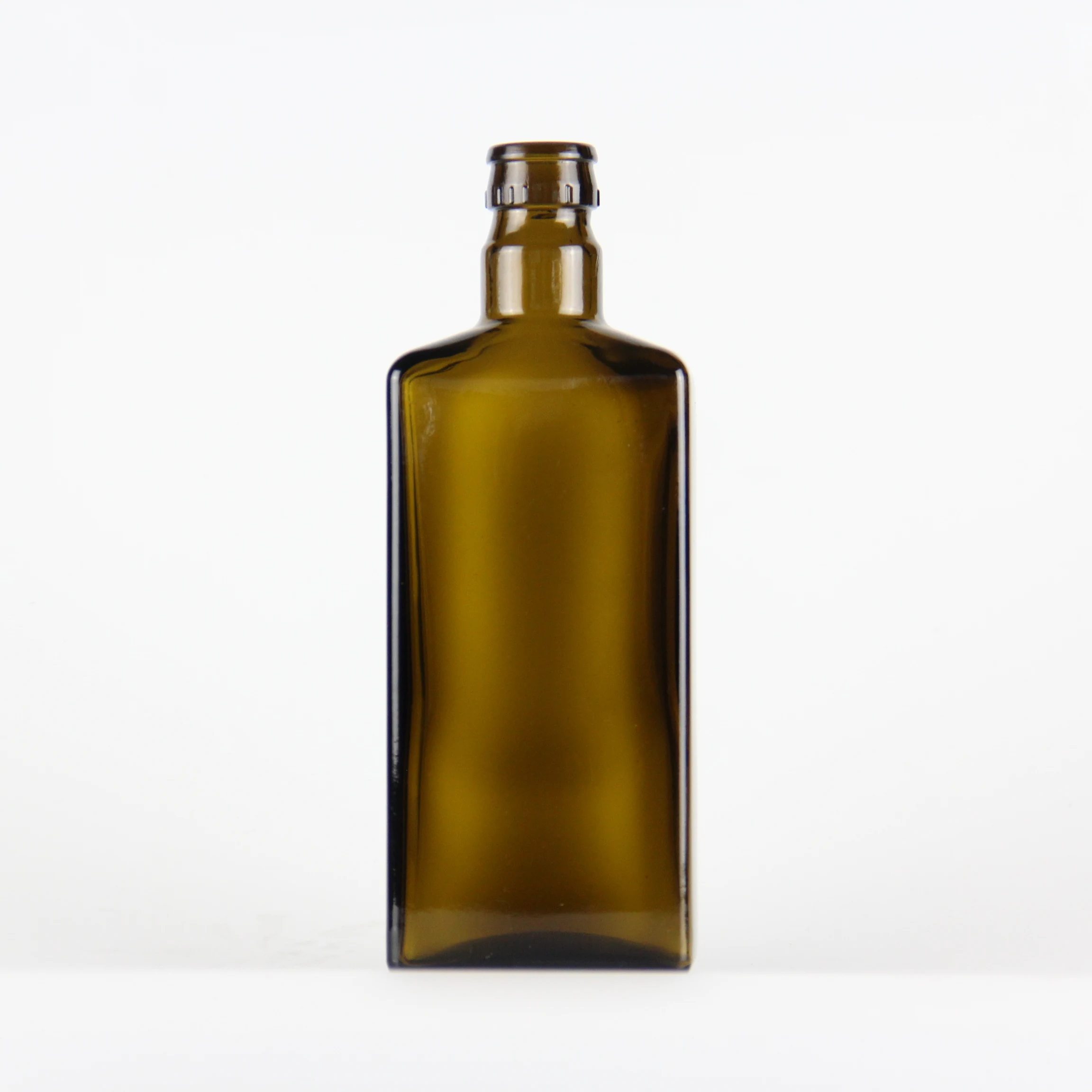 500ml high quality crown cap finish square shape olive glass bottle