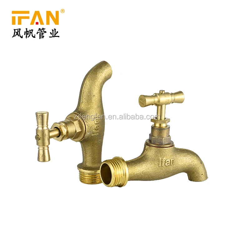 Wholesale Bathroom Garden Kitchen bibcock Faucet Gold Color 1/2 3/4 inch Bib Cock Water Tap Brass Bibcock