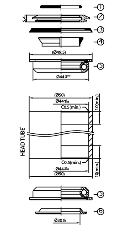 Полувстроенная велосипедная гарнитура для NECO H148 1-1/8 дюйма, без резьбы