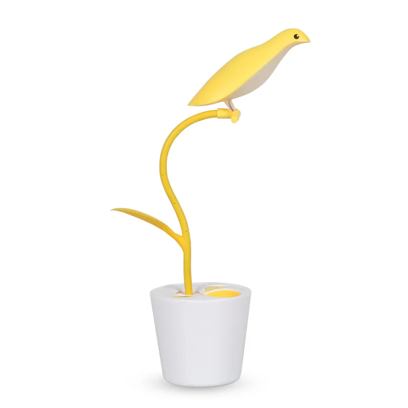 Portable bird design led rechargeable desk lamp led light lamp with pen holder and usb charging port