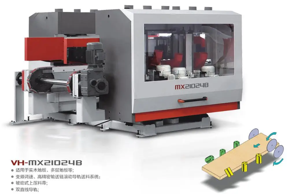 VH-MX21024B High Efficiency Laminate MDF Floor Click Profile  CNC Double End Tenoner