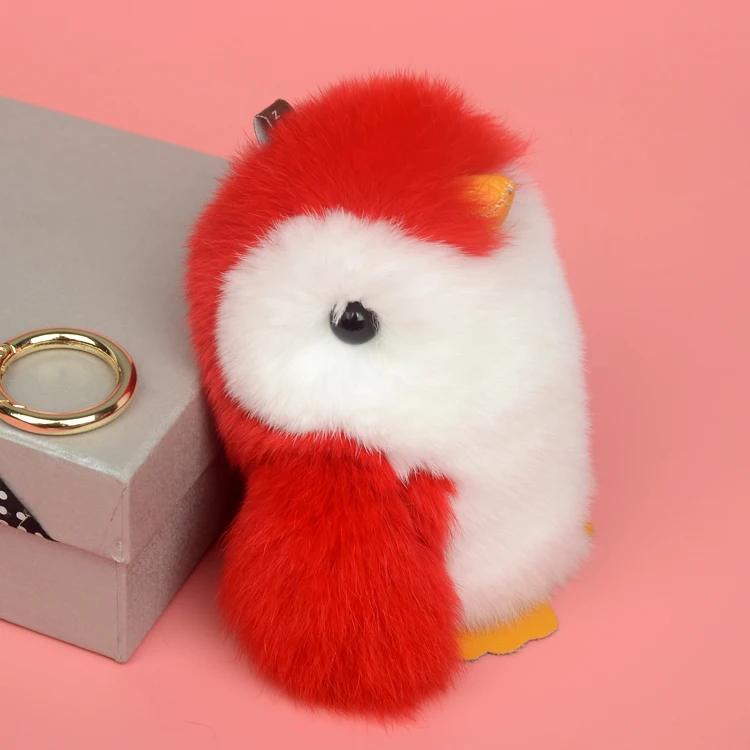 Top Quality Rex Rabbit Fur Penguin Keychain For Bag Pendant Keychain