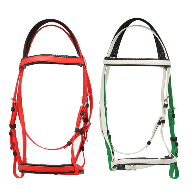 English Western Style Bridle with Durable Nylon Reins Rubber Grip for Eventing Endurance Racing Horse Halters