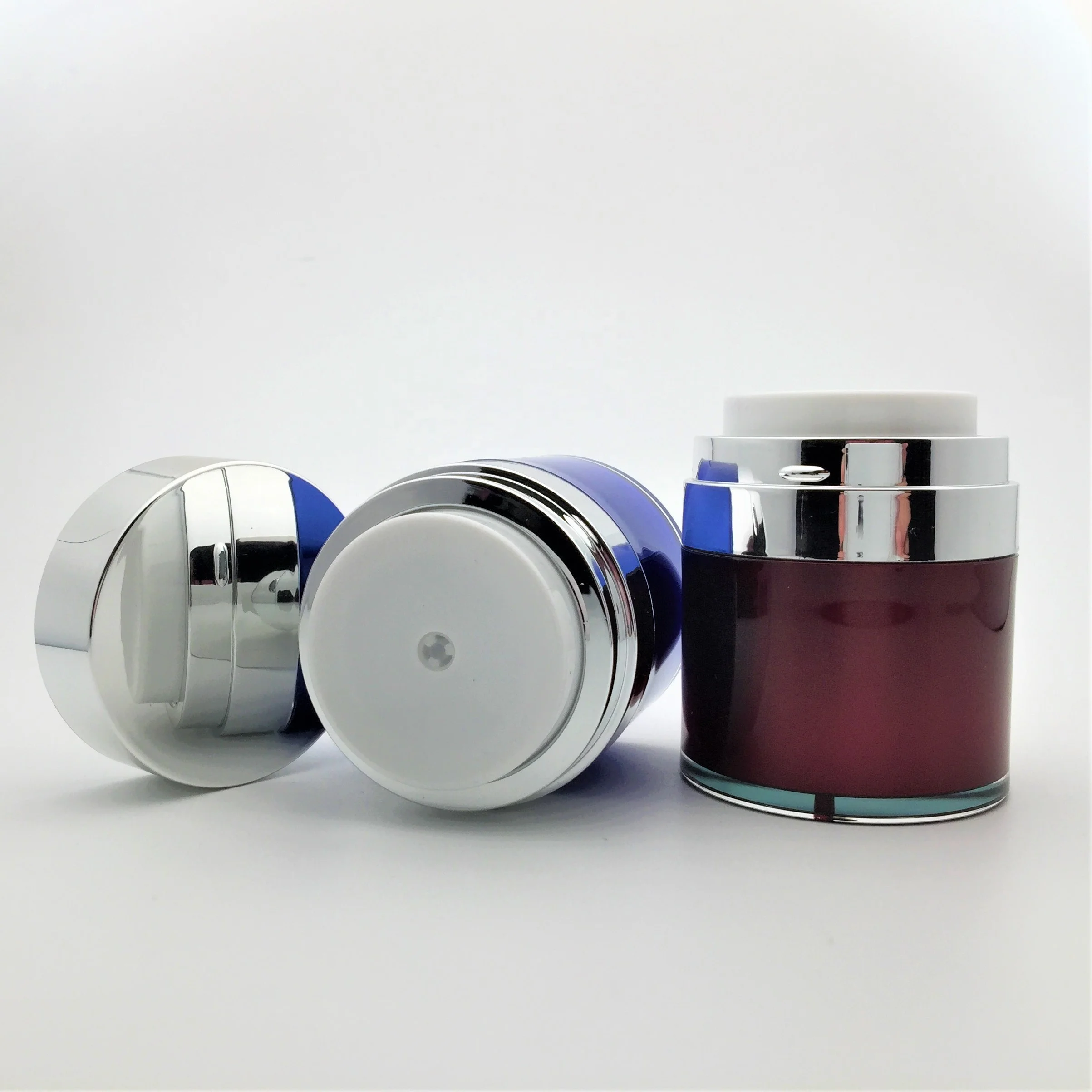 15g 30g 50g Free sample dark red and silver luxury airless pump cream jar