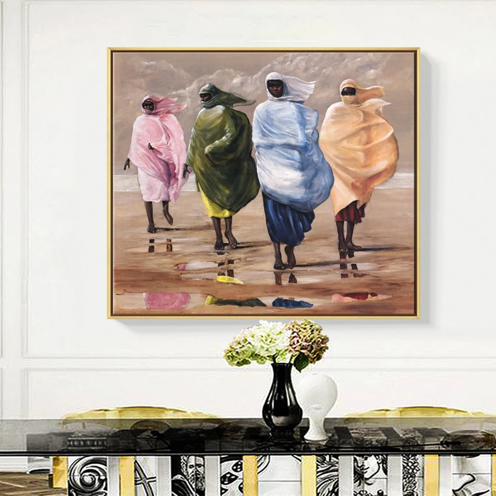 Wholesale Wall decor artwork large size abstract african women oil painting on canvas