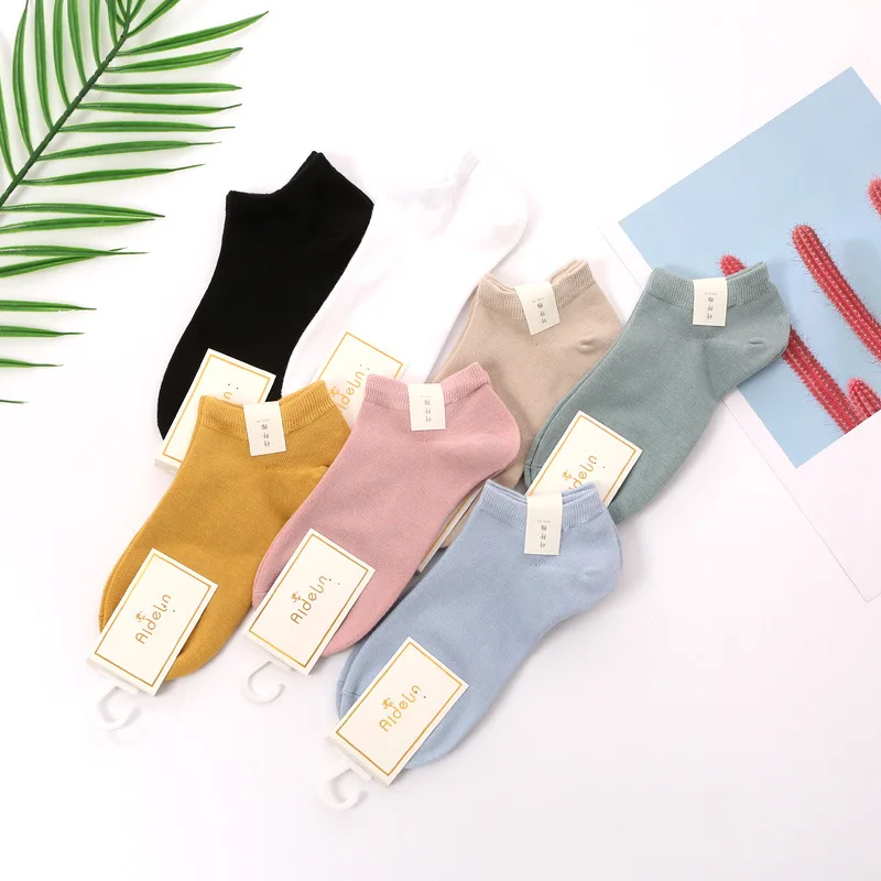 Custom logo high quality solid color low cut socks private label bamboo fiber socks for women