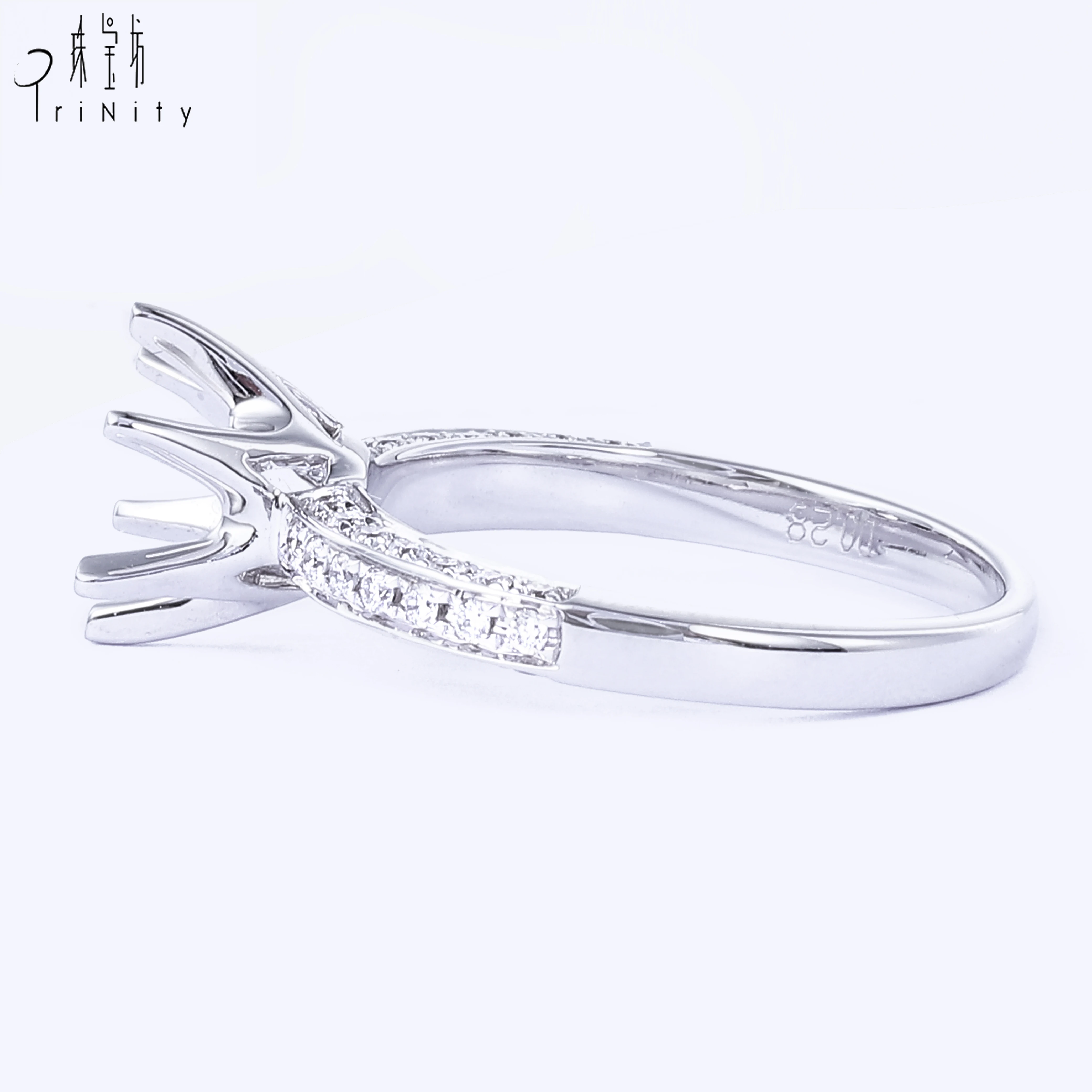 Hong Kong Supplier Wholesale New Product Ring Setting Without Center Stone AU750 Gold Solitaire Diamond Engagement Ring