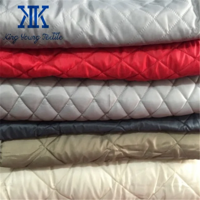 210T polyester taffeta diamond quilted fabric with 120GSM wadding for coat lining