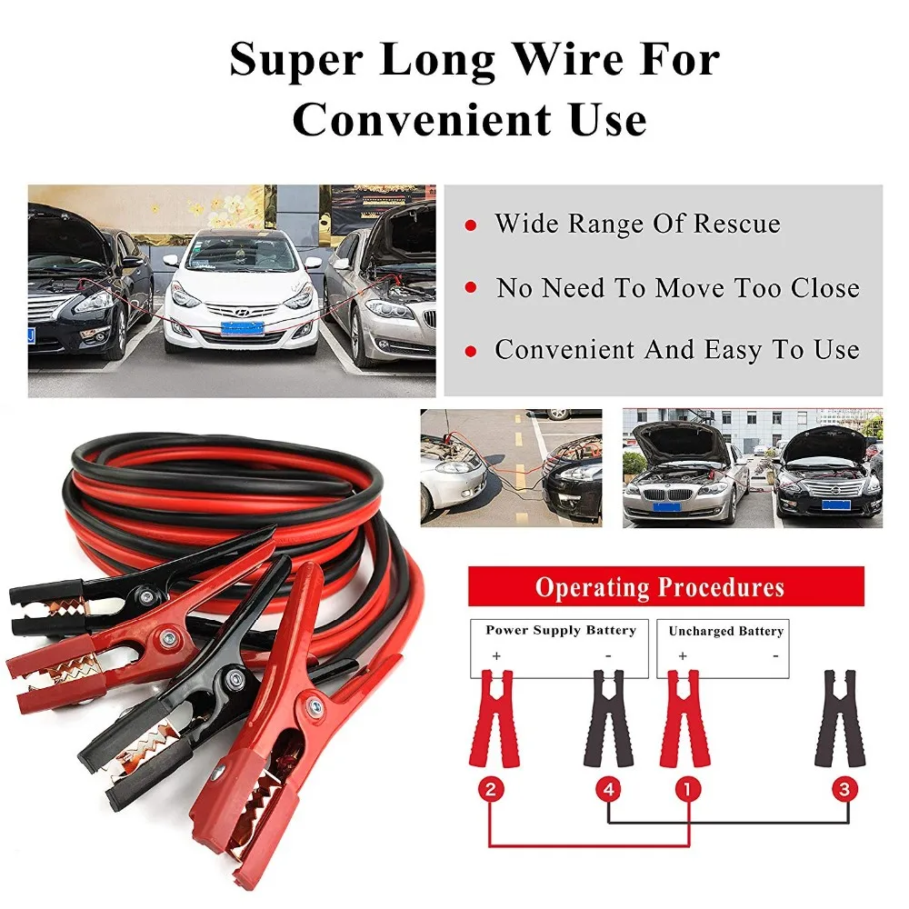 Battery Jumper Cables 4 Gauge 20 Feet Heavy Duty Booster Cables (4AWG x 20Ft)