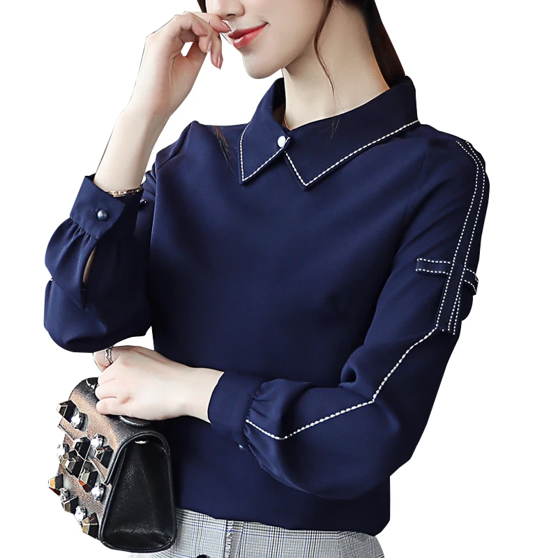 Элегантная повседневная Офисная женская шифоновая одежда Последняя модная блузка