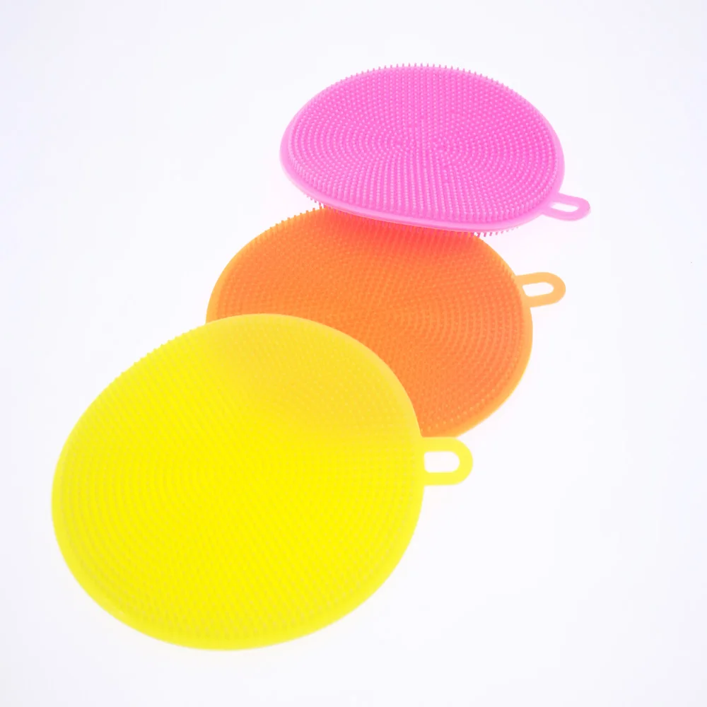 Double Sided Silicone Dish Sponge Washing Brush Scrubber Cleaning Sponges